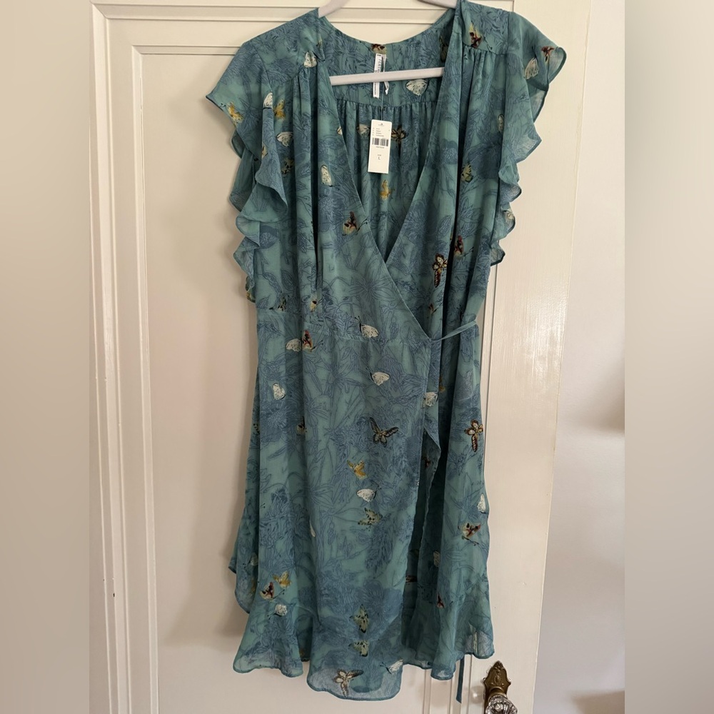NWT Anthropologie Feather Bone Butterfly sheer wrap dress